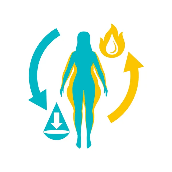 Έννοια λογότυπο απώλειας βάρους - εικονίδιο πρόγραμμα διατροφής — Διανυσματικό Αρχείο