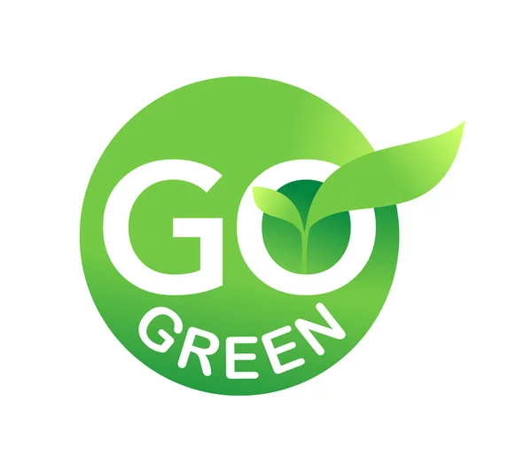 Go Green Ikone mit umweltfreundlichem Slogan — Stockvektor