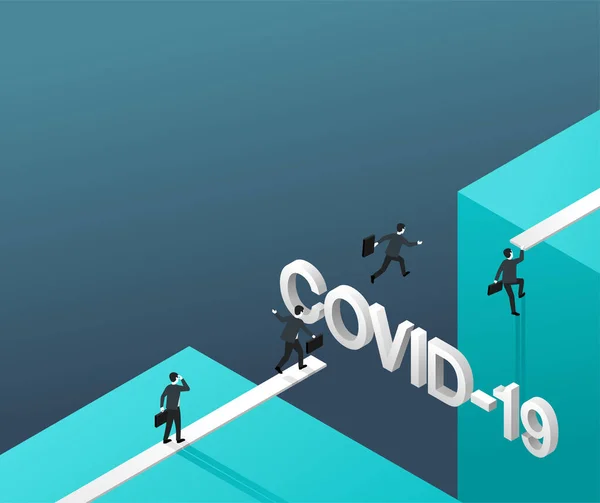 Sobrevivência empresarial no tempo do conceito COVID-19 — Vetor de Stock