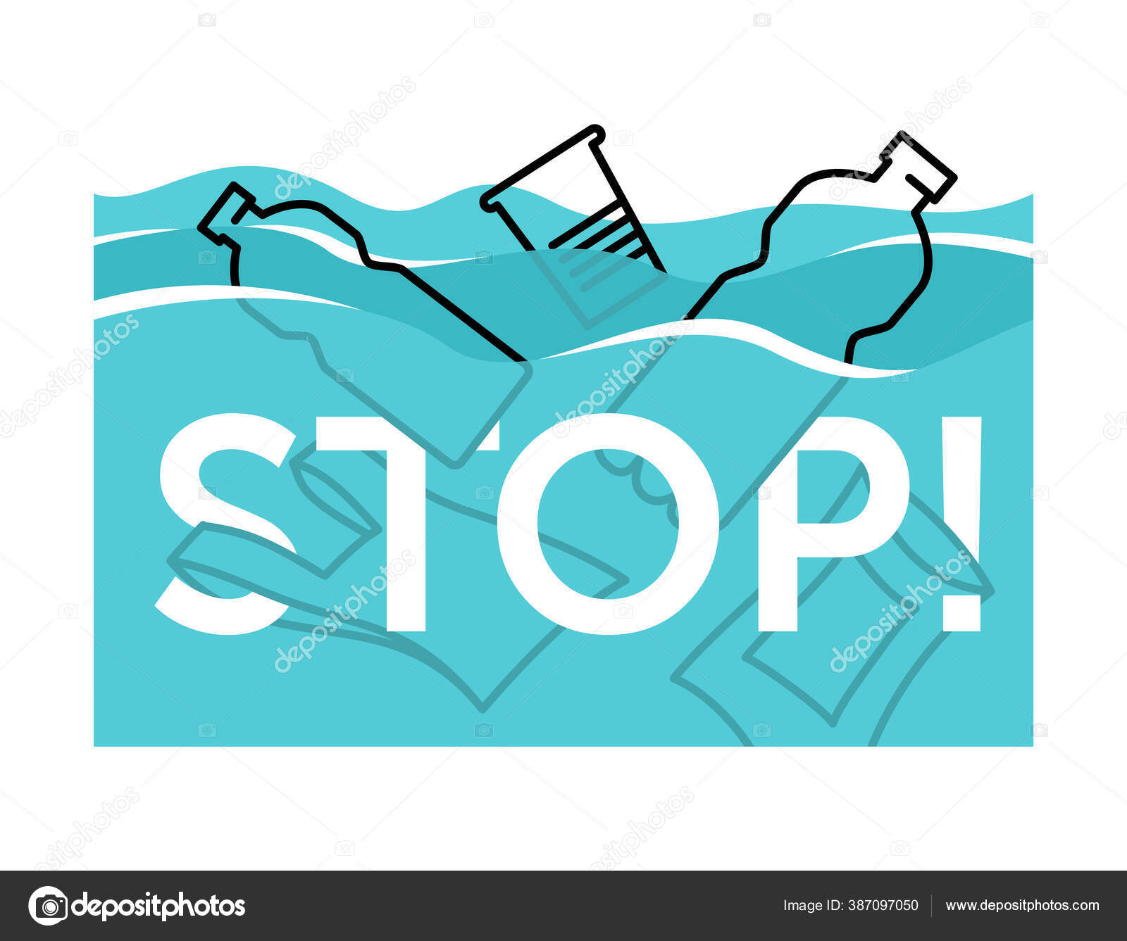 Lautan Penyumbatan Dengan Sampah Plastik Stok Vektor C Dmitrynew83 387097050