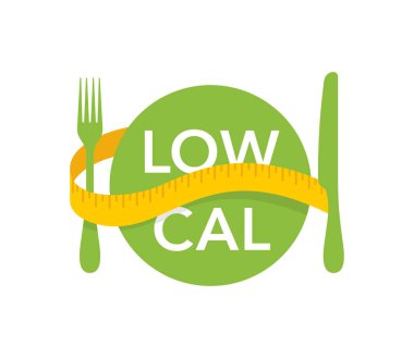 Low Cal -plate with fork, knife and measuring tape clipart