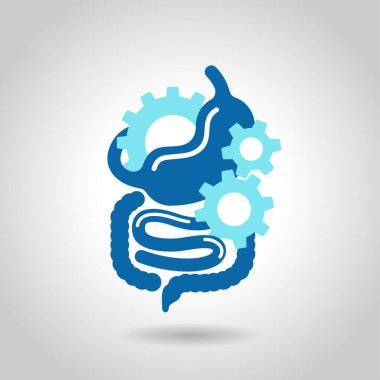 Digestive system icon - stomach with gear box clipart