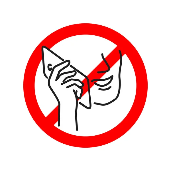 Stilte alstublieft, geen telefoongesprek - verboden bord — Stockvector