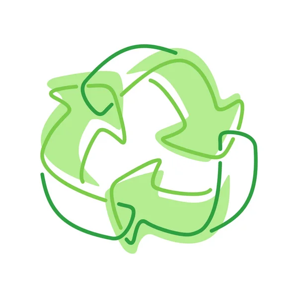 Signo de reciclaje - dibujado emblema ecológico — Vector de stock
