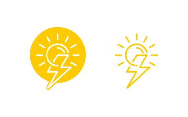 Güneş (güneş) enerji simgesi veya logo şablonu