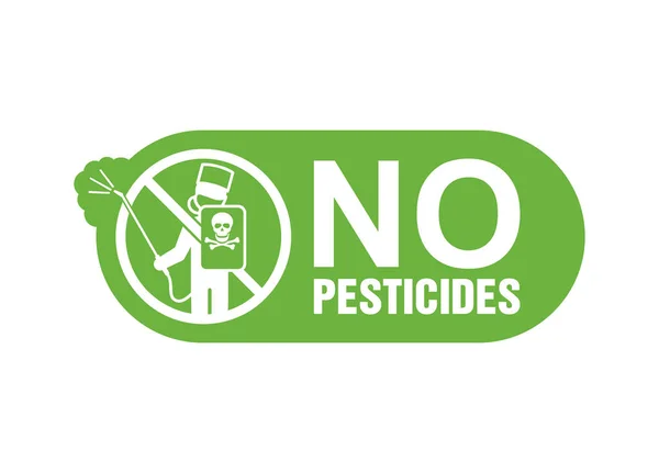 No Pesticides rounded sign - man with sprayer — Stock Vector