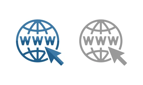 Www ikon - internetes domain földgömb sziluett — Stock Vector