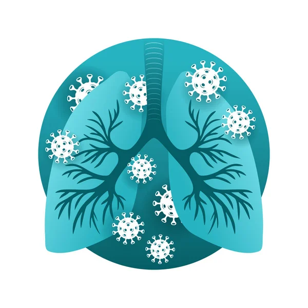 SARS - pulmones humanos infectados por virus — Vector de stock