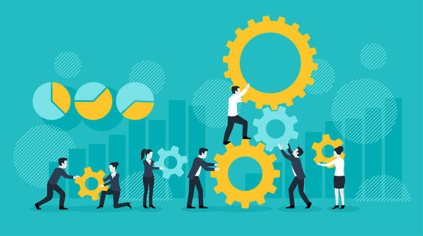 People team with gears - business management