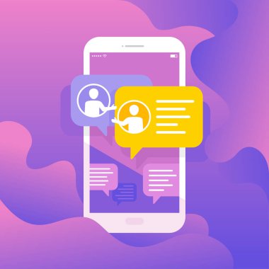 Pencere kutulu akıllı telefon ve insanların resimli resimleri