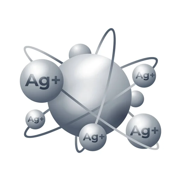 Emblema de iones de plata - Ag más efecto antibacteriano — Vector de stock