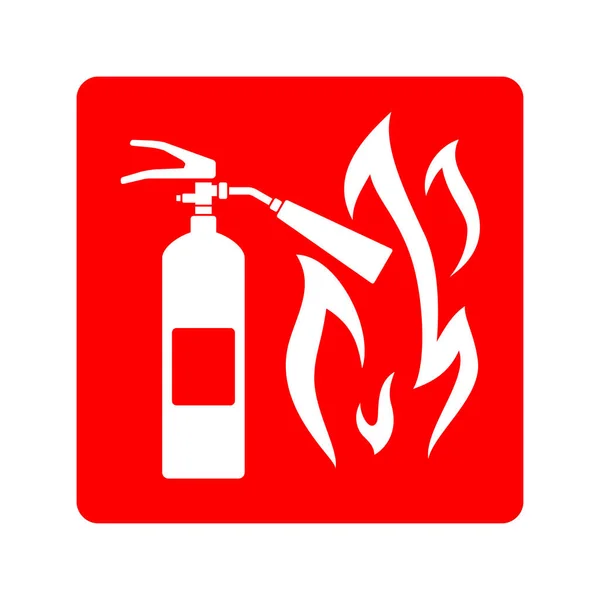 Señal roja del extintor de incendios - bombero — Vector de stock
