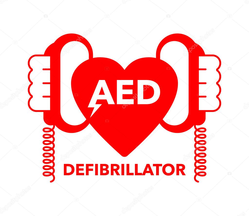 AED icon - Automated external defibrillator -  isolated vector medical equipment sign