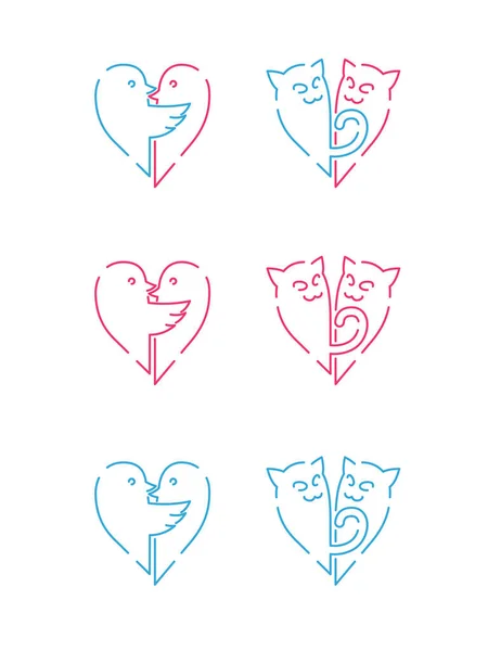 Animaux drôles en amour - icônes vectorielles — Image vectorielle