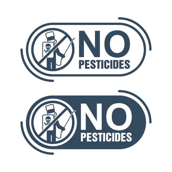 No Pesticides rounded sign - man with sprayer — Stock Vector