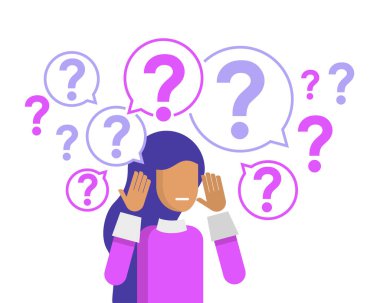 Genç kadın düşünüyor.