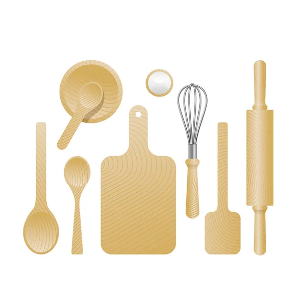 Utensilios de cocina con vista superior — Vector de stock