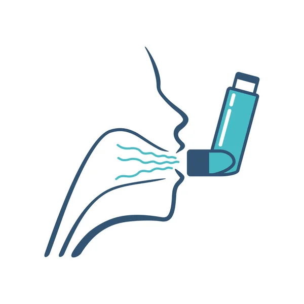 Inhalador de asma para prevenir síntomas — Vector de stock