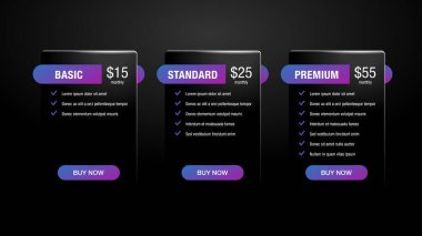 Tarife karşılaştırma tabloları - Web UI şablonu