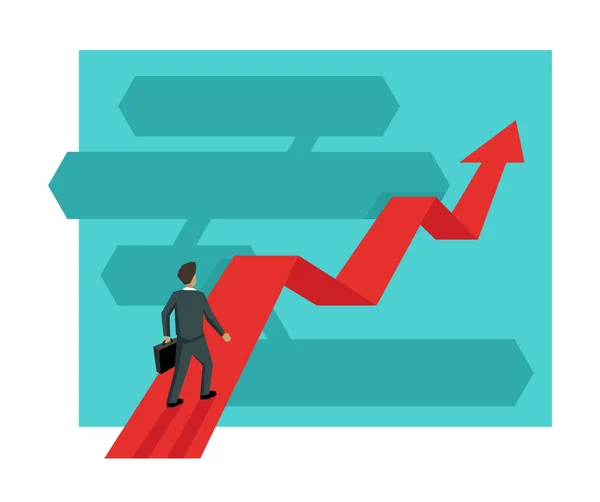 Geschäftsmann wandelt auf Grafikpfeil — Stockvektor