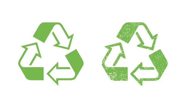 Cachet de recyclage emblème plat et grunge texturé — Image vectorielle