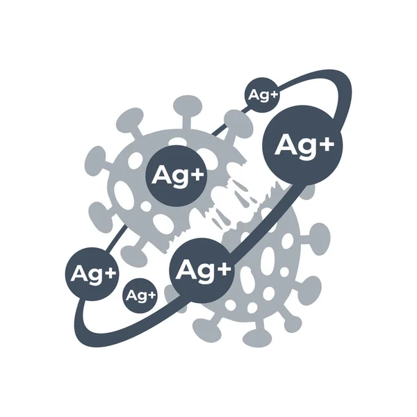 Icono de acción de iones de plata - Propiedades Ag plus — Vector de stock