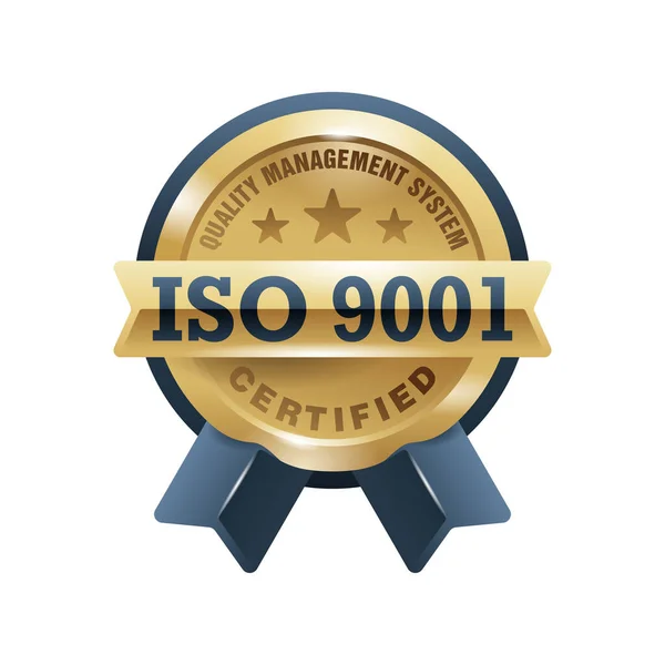ISO 9001 conformidad con el sello de normas — Vector de stock