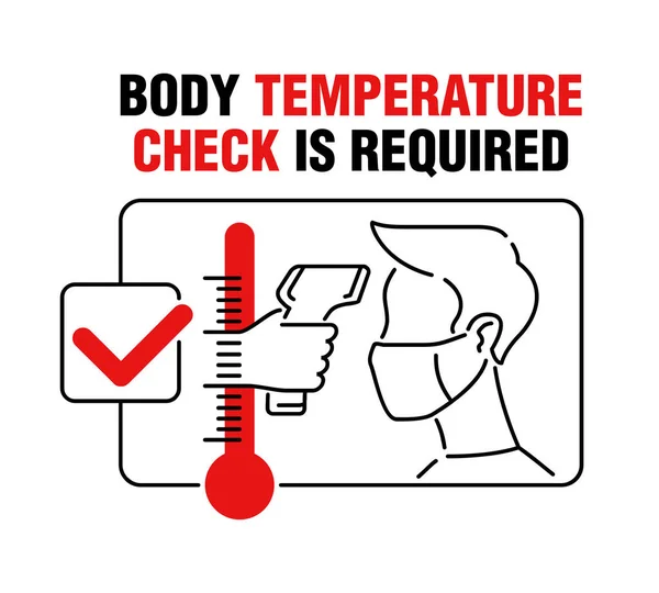 Lichaamstemperatuur controle is vereist sticker — Stockvector