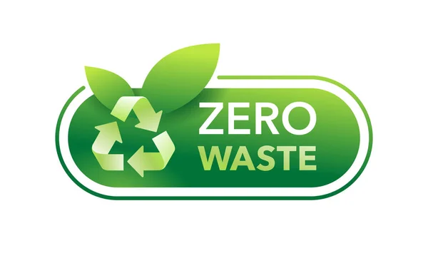 Μηδέν έμβλημα αποβλήτων με σύμβολο ανακύκλωσης — Διανυσματικό Αρχείο