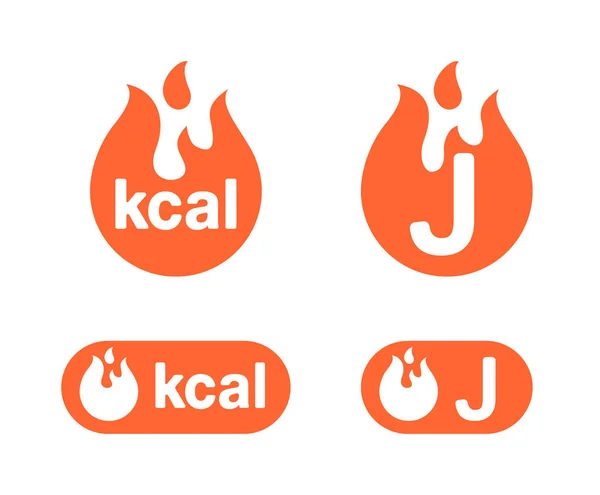 Iconos kcal y joule - unidades de energía — Archivo Imágenes Vectoriales