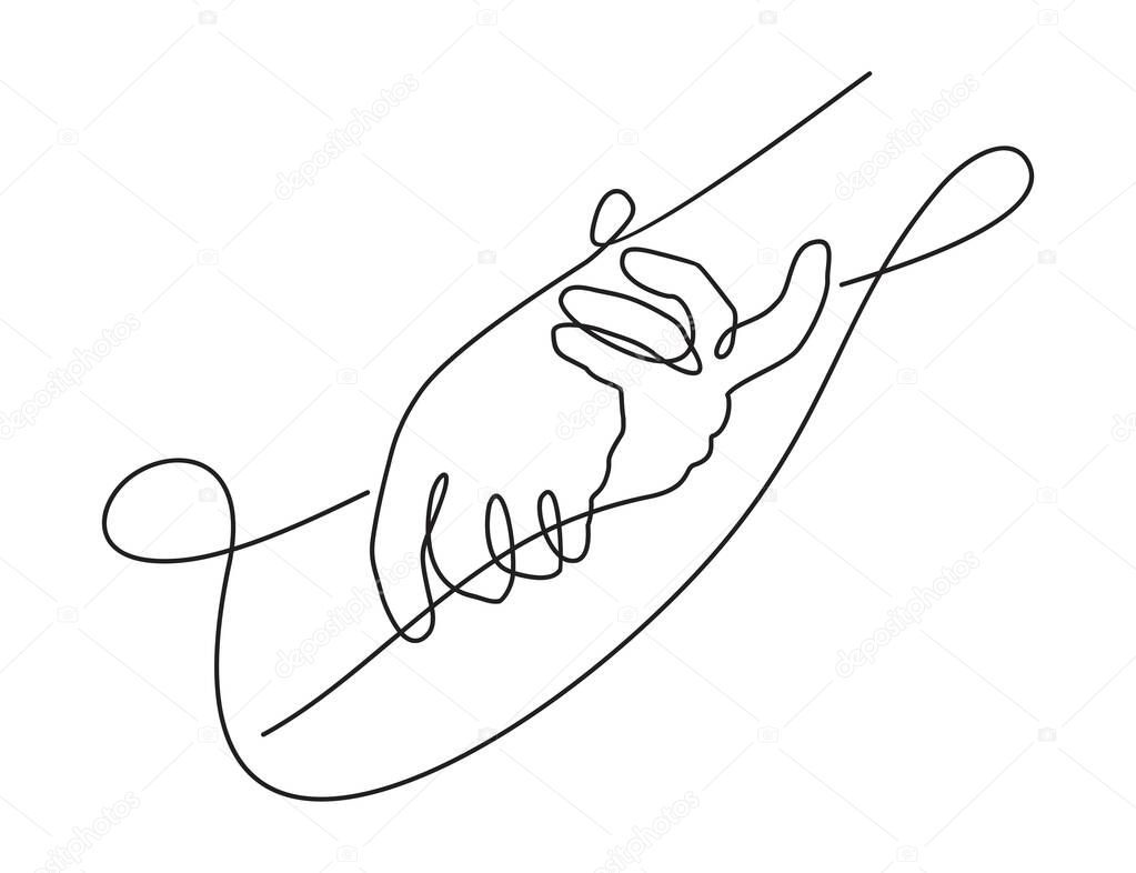 Helping hands in continious single line