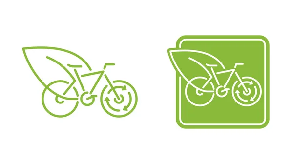 Godło zrównoważonego transportu - rower i liść — Wektor stockowy