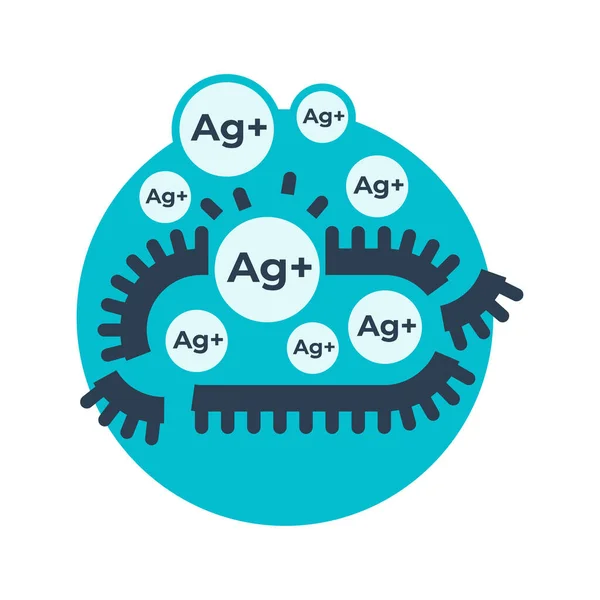 Ezüst ionok ható ikon - antibakteriális tulajdonságok — Stock Vector