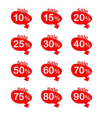 Satış etiketi seti - kırmızı oklu işaretler