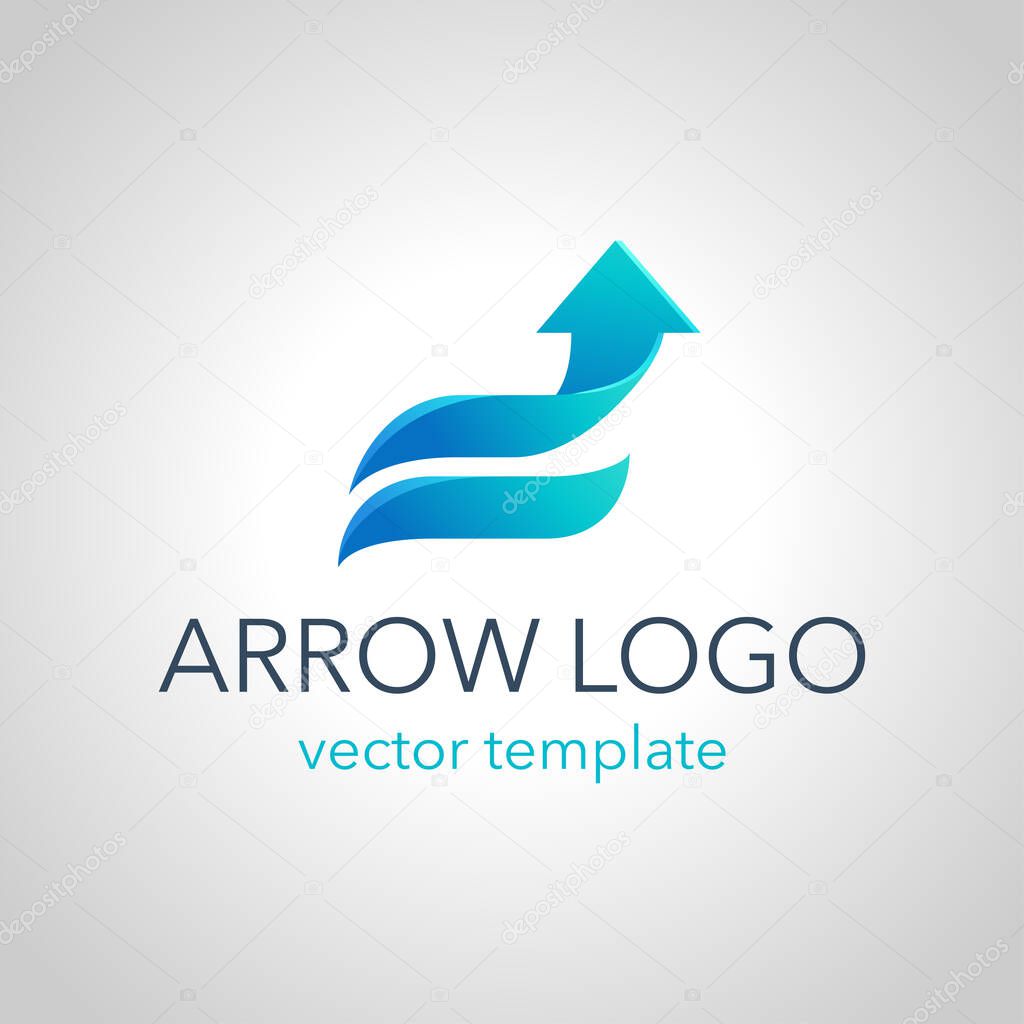 Arrow logo template with up direction in modern glossy style - for business or air cargo