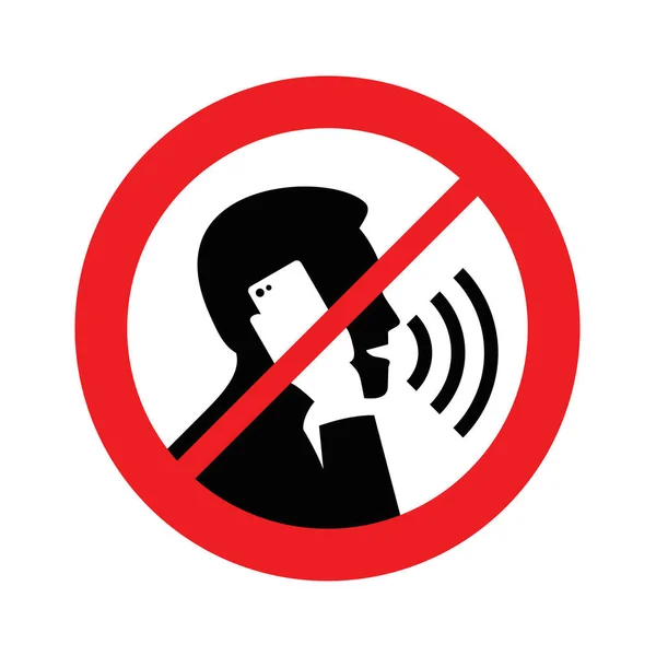 Silencio, por favor, no hables por teléfono - señal de prohibición — Vector de stock