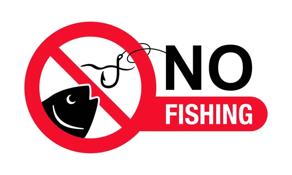 No Fishing area sign - crossed out fish and hook — Stock Vector