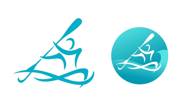 Logotipo de canoa ou emblema desportivo de caiaque —  Vetores de Stock