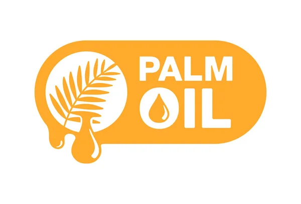 Palmöl-Emblem mit Pflanzenblatt und Fetttropfen — Stockvektor