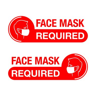 Maske gerekli kırmızı uyarı önleme etiketi