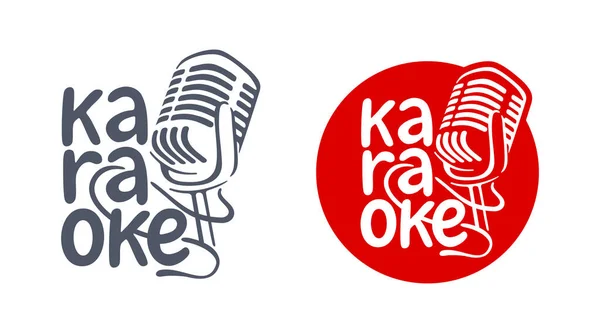 Karaoke logo template met microfoon silhouet — Stockvector