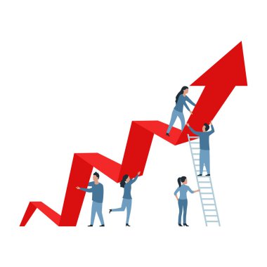 İnsanlar yukarı yönde grafik okunu tutuyorlar