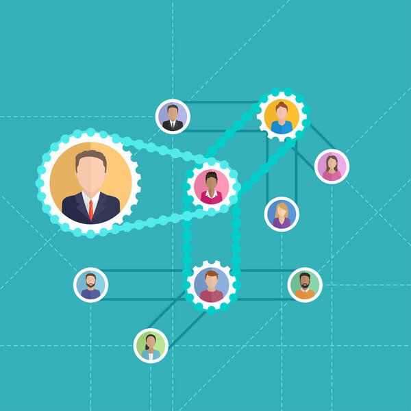 people avatars connected with hierarchical chain