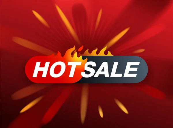 Hot Sale banner - hořící rám a rozmazané prasknutí — Stockový vektor