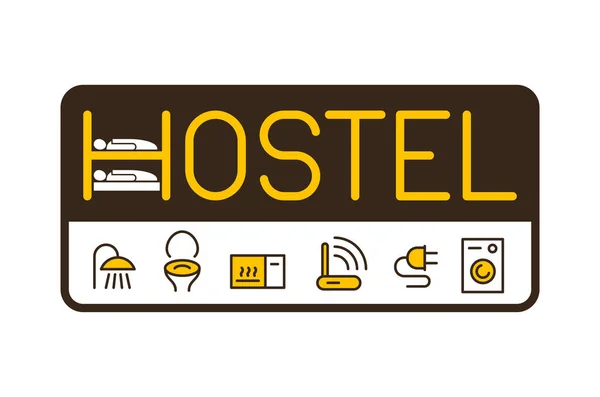 Logo hostelu dla recepcji signboard — Wektor stockowy