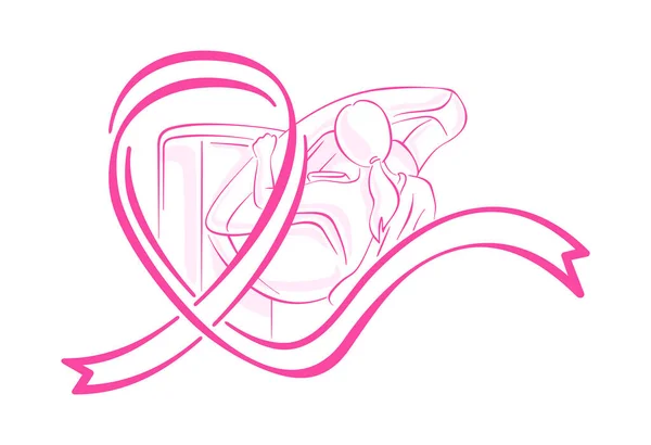 Breast cancer awareness month pink ribbon — Stock Vector