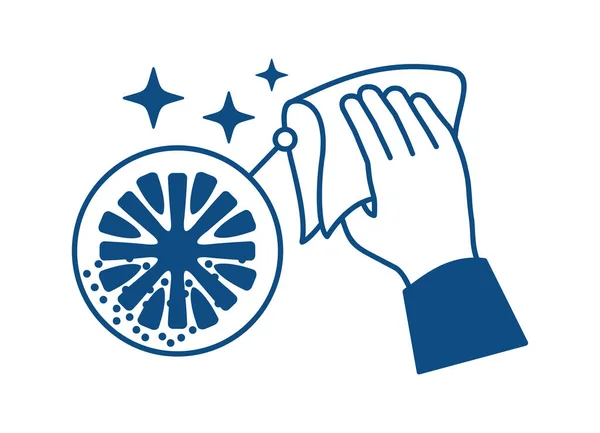 Icono de microfibra - paño de limpieza de mano — Vector de stock