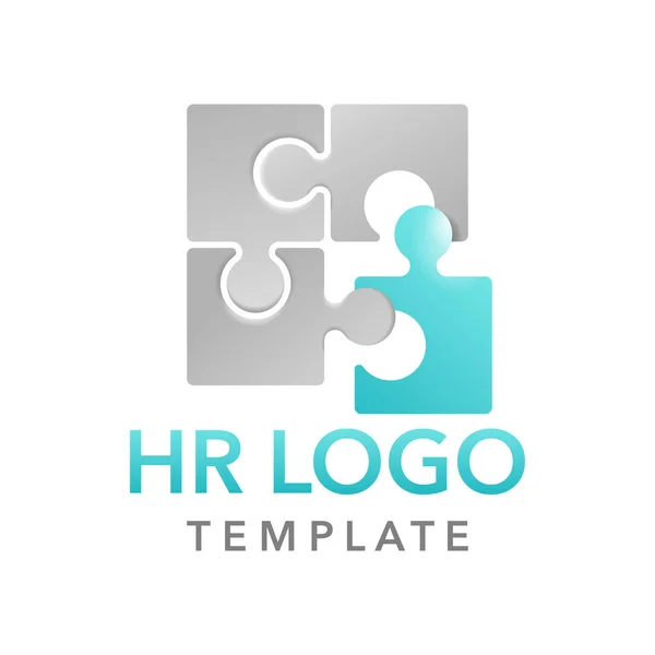 HR logo template in de vorm van puzzelstukjes — Stockvector