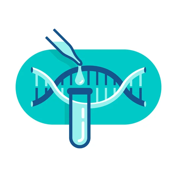 Badanie PCR - emblemat reakcji łańcuchowej polimerazy — Wektor stockowy