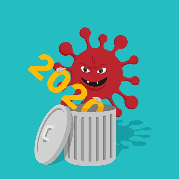 Coronavirus dobja 2020 thrash bin — Stock Vector